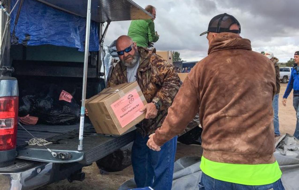 Retired IR Gary Evenson volunteers with Adopt-A-Native-Elder on the Navajo Reservation near Winslow, Arizona.